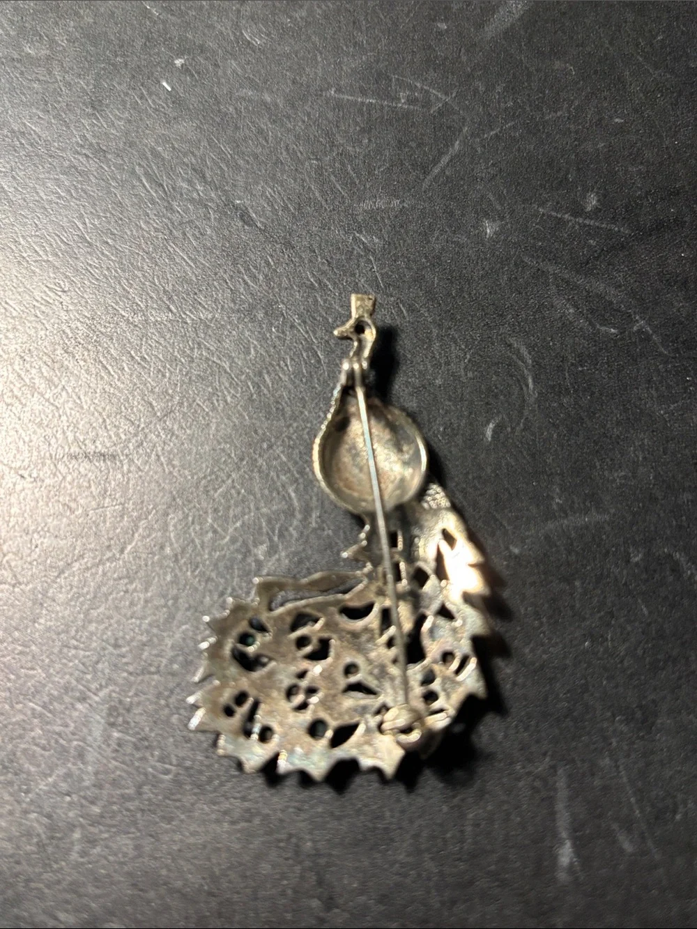 Sterling silver peacock pin with semi precious stones and marcasite - Picture 2 of 3